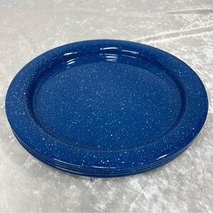 Sierra Set of 4 Blue and White Granite Enamelware Speckled Plates